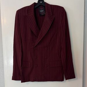 Jean Paul Gaultier Double-Breasted Burgundy Pinstripe Blazer